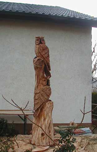Holzeule Holzfigur Eule / Eulenbaum